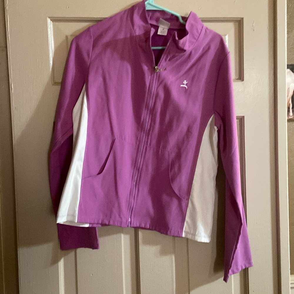 Kinesis Womens L Jacket Athletic Warm Up Poly Suede Long Sleeve Full Zip Pockets